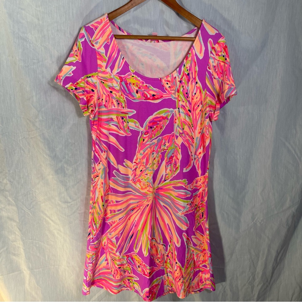 Lilly Pulitzer Bright and Bold Pink andOrange  Short Sleeve Mini Or Tunic/Tights